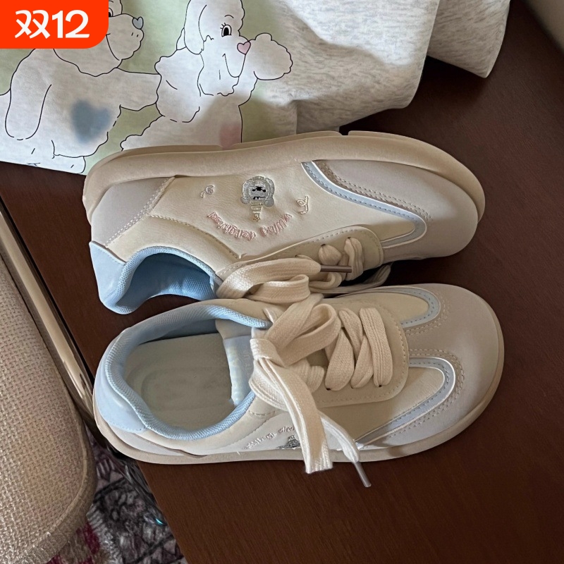 品牌断码小白鞋女2025新款春夏季平底百搭德训鞋学生阿甘鞋子运动