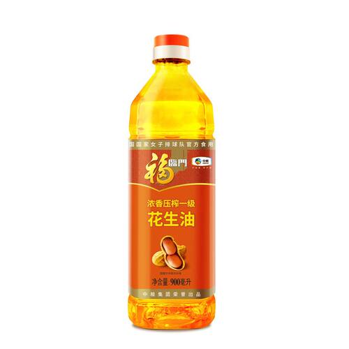 福临门浓香压榨一级花生油900ml中粮家用食用油小瓶装香味植物