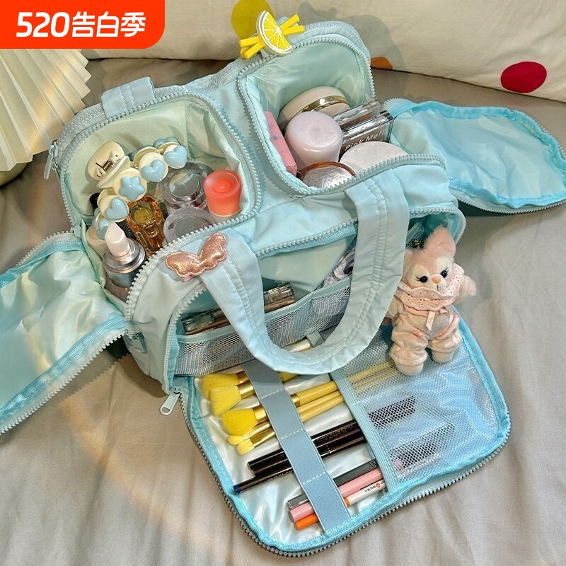 化妆包二次元双开口分区大容量便携收纳手提旅行多功能洗漱包
