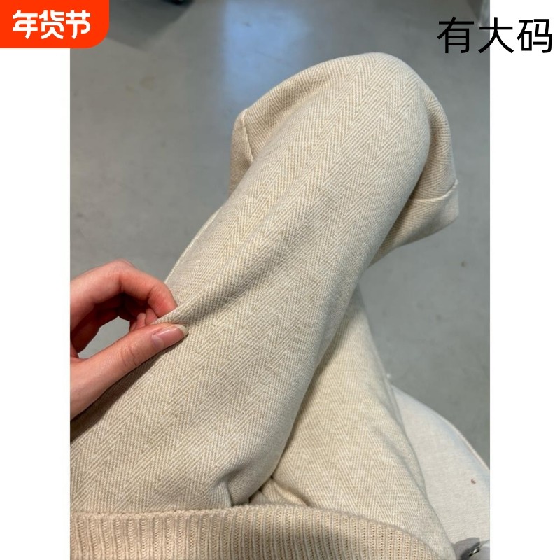 毛呢阔腿裤女秋冬季新款高腰垂感小个子窄版大码直筒加绒加厚裤子,女装/女士精品,大码裤装,淘宝优惠券,粉丝福利购,淘宝优惠卷