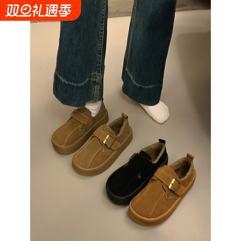 网红加绒厚底增高勃肯鞋女2025年新款秋冬季保暖雪地靴博肯棉鞋子