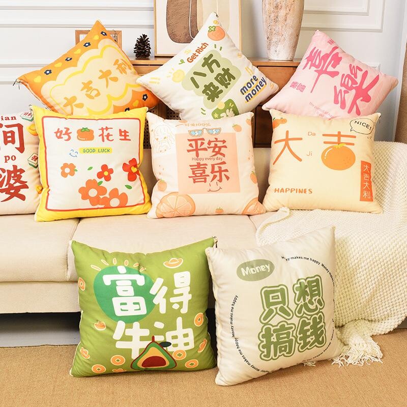 文字抱枕被子两用二合一加绒加厚冬季床头汽车办公午睡靠垫枕背