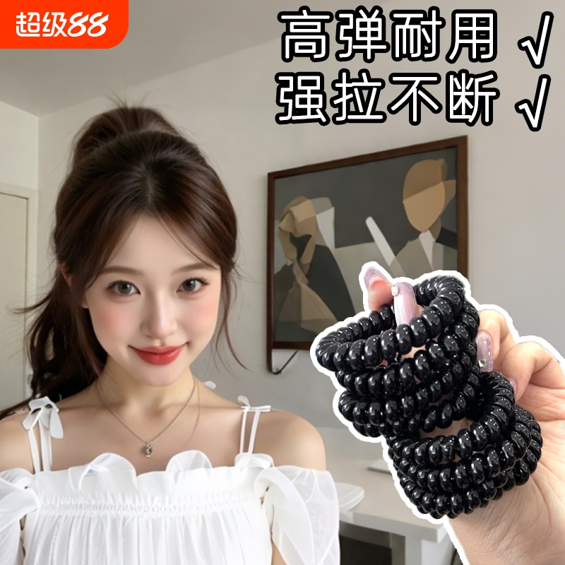 电话线发圈女小号细款韩国扎头发头绳简约发绳黑色皮筋电线圈头饰