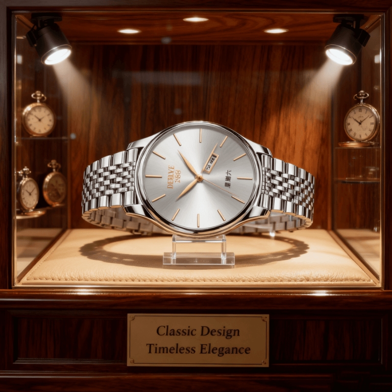 手表男款机械风全自动防水高级感全自动男表数字双日历防水腕表男