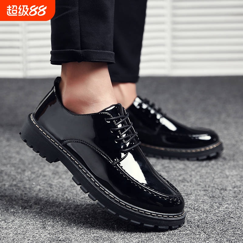 潮流百搭黑色英伦系带休闲鞋