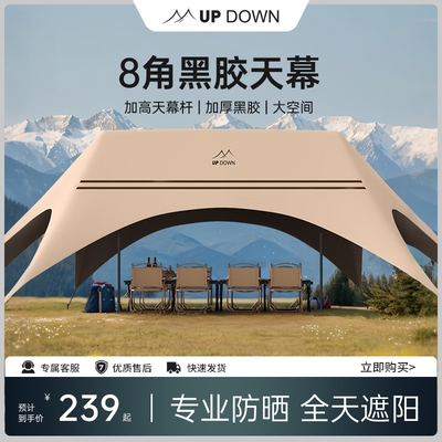 Updown新型速开天幕帐篷户外2025新款露营懒人遮光黑胶免搭遮阳棚