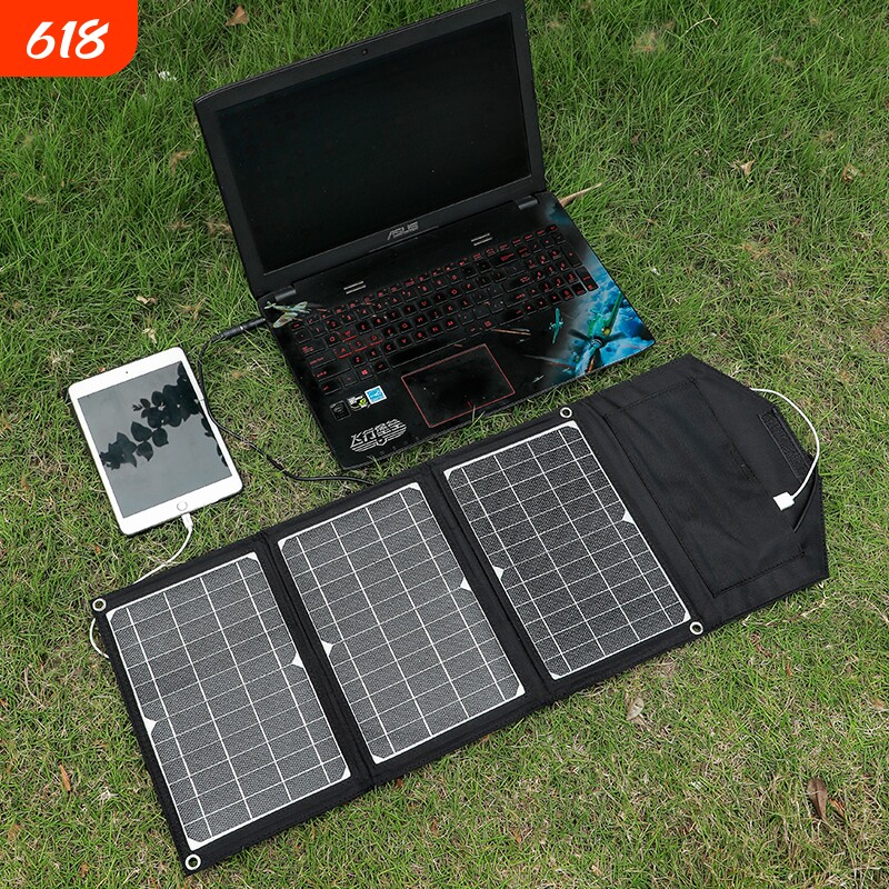 太阳能充电板光伏便携5V12v18V快充电宝手机户外折叠移动电源发电