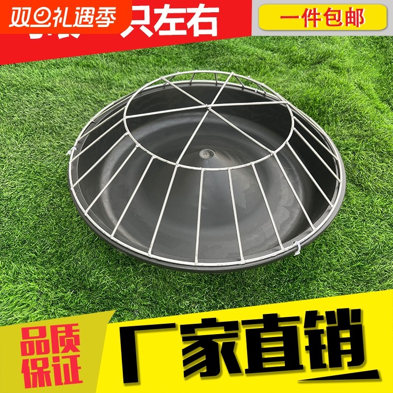 家用喂鸡食槽料槽鸡鸭鹅自动喂食器补料盆圆形牛筋不锈钢神器养殖