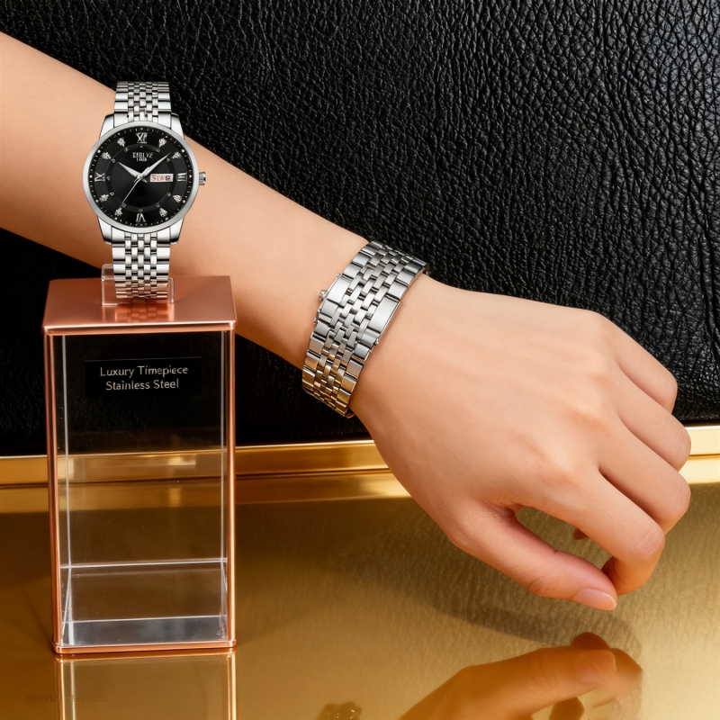 手表男款机械风全自动防水高级感全自动男表数字双日历防水腕表男