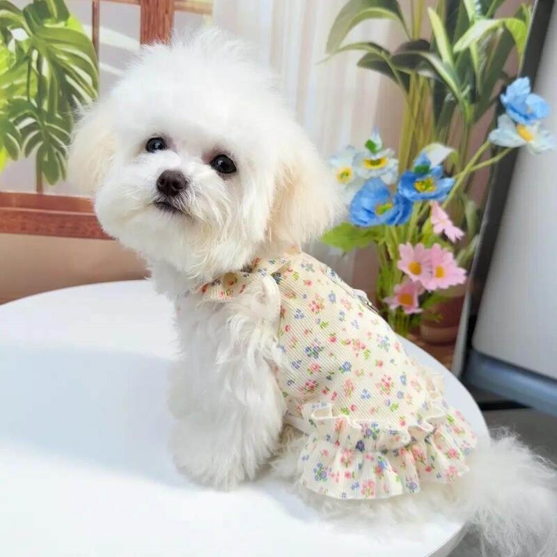 春夏碎花吊带裙宠物服饰公主风狗狗猫咪衣服比熊薄款透气比熊博美