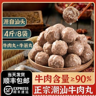 今聚鲜 8包手打潮汕牛肉丸牛筋丸潮汕火锅食材丸子 4斤