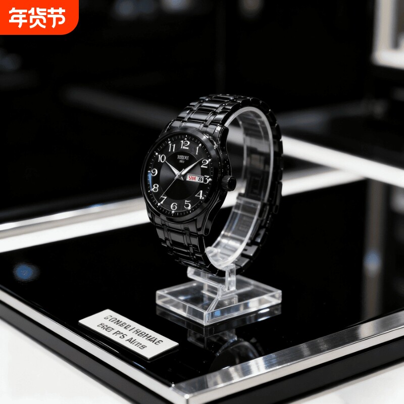 正品瑞士2024新款手表男士全自动机械风防水精钢带双日历男表夜光