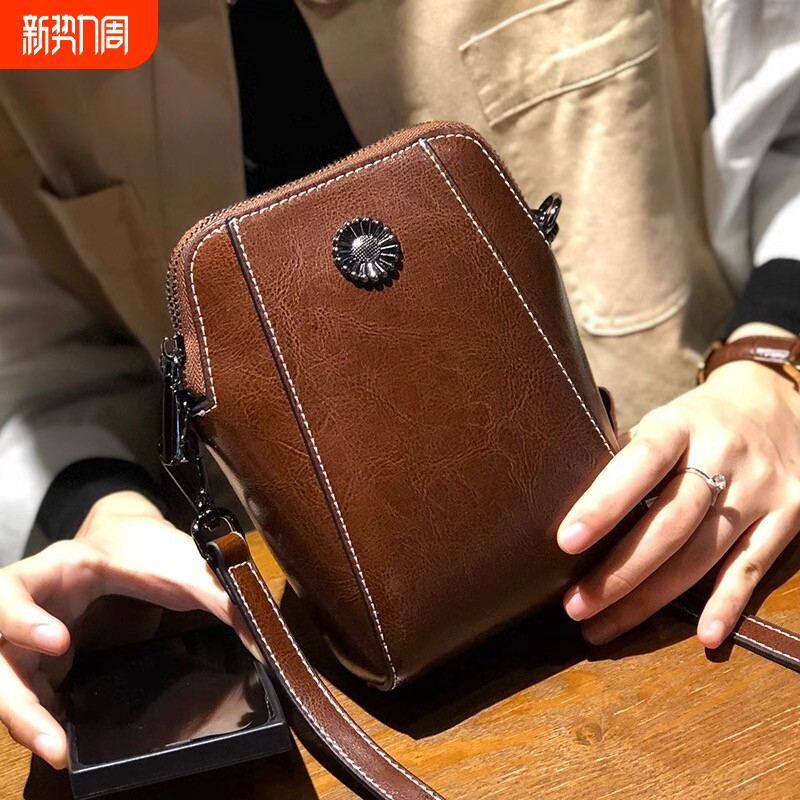 手机包女2025新款斜挎包牛皮小包时尚百搭休闲简约真皮多层单肩包