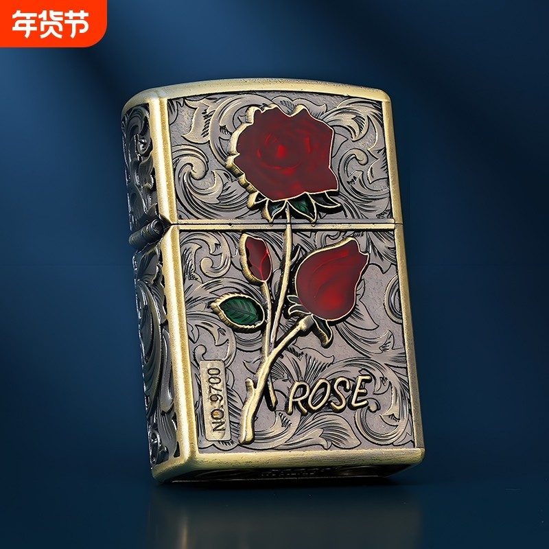 圣诞煤油佐罗打火机ZORRO玫瑰浮雕盔甲防风男女生日礼物礼品夜光
