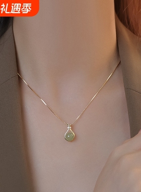 网红中式风跨境福袋和田玉S925纯银项链女百搭高级感配饰批发玉坠