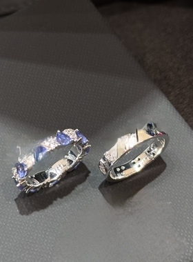 高版本摩斯密码蓝钻爱心情侣对戒小众设计高级感送女友情人节礼物