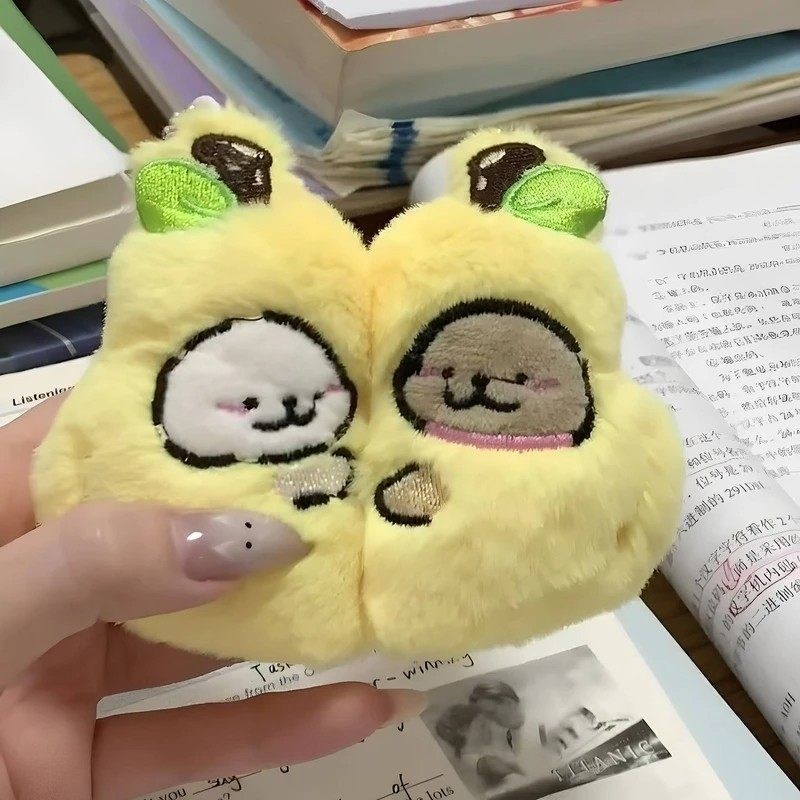 分梨钥匙扣线条小狗书包挂件情侣对扣可爱毛绒磁吸款包包r