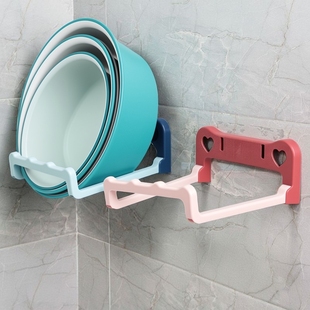 免打孔置物架可折叠壁挂脸盆架浴室厕所洗澡脚盆收纳沥水架卫生间