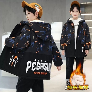 男孩冬季 中大儿童装 加绒加厚派克服棉服棉衣Y054 外套新款 男童冬装