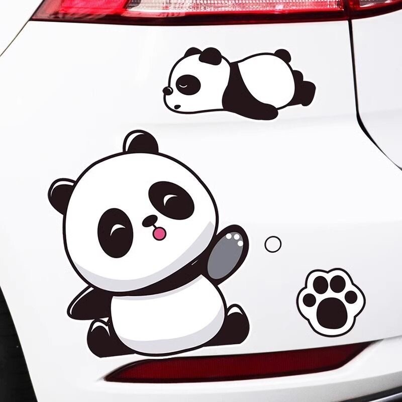 汽车贴纸个性创意车贴划痕遮挡侧面车门卡通熊猫图案装饰贴画防水