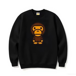 潮牌APE卫衣重磅SHARKBAPE猿人鲨鱼迷彩秋冬季亲子装加绒纯棉黑色