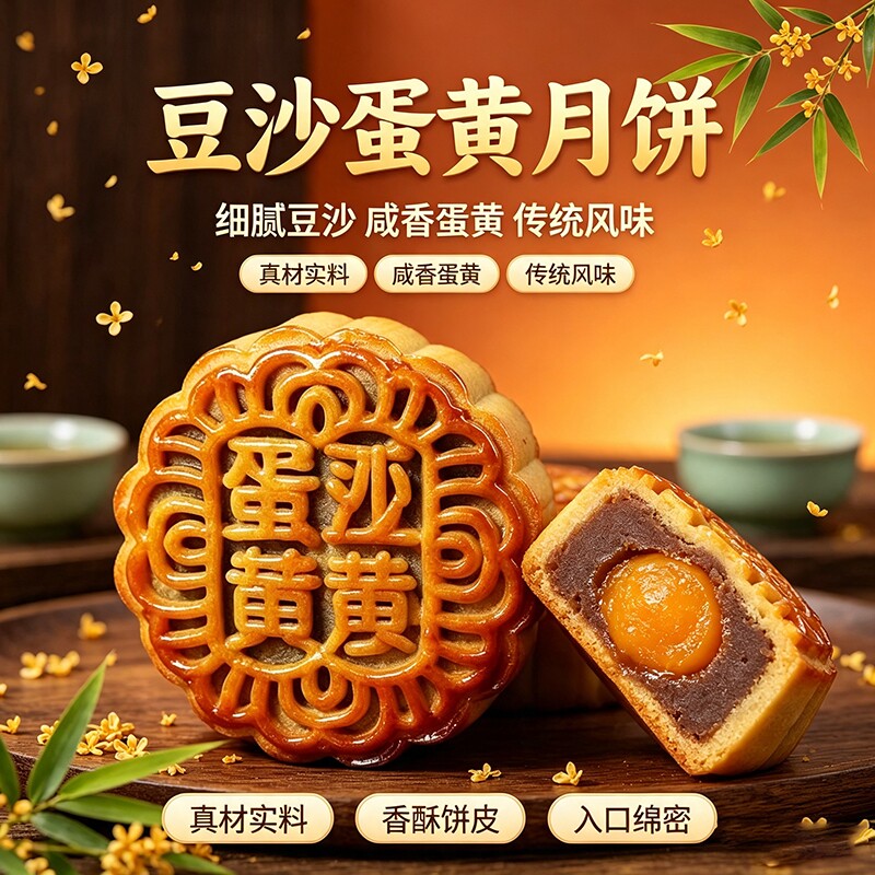 80g蛋黄莲蓉月饼广式蛋黄味豆沙中秋糕点点心零食批发椰蓉传统