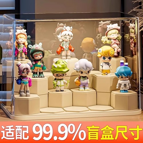 盲盒收纳展示架泡泡玛特手办展示盒亚克力防尘积木展示柜透明适用