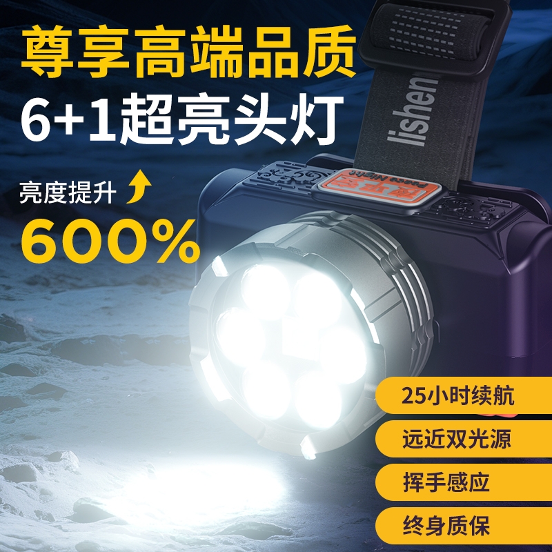 立胜头灯2025新款强光超亮超长续航户外登山钓鱼专用小型头戴式