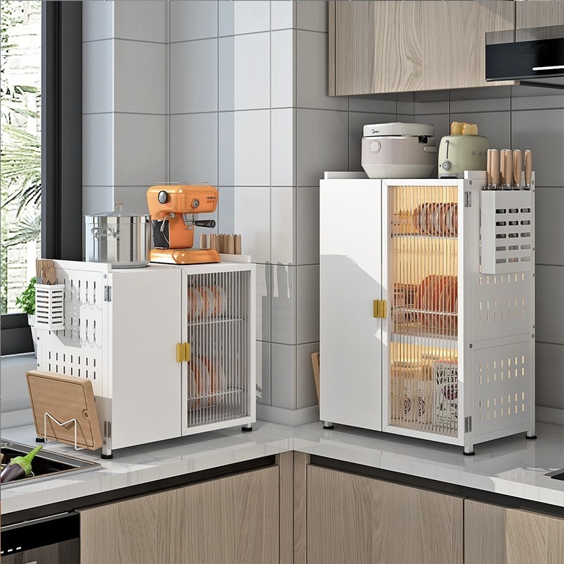 厨房碗柜置物架碗架沥水架台面抽拉家用带门碗筷碗碟碗盘子收纳架