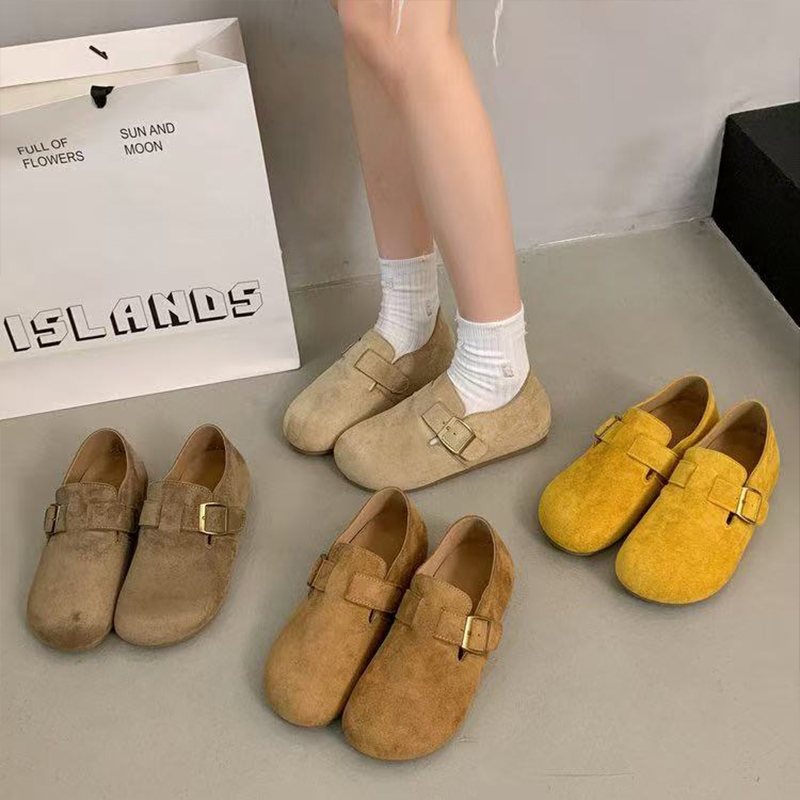 黄色勃肯鞋女2025新款秋季超火软底孕妇鞋子一脚蹬女鞋玛丽珍单鞋