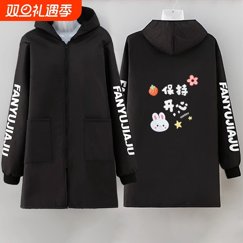 罩衣女新款防脏防水围裙厨房家用2025秋冬季男款厚正穿加绒黑色