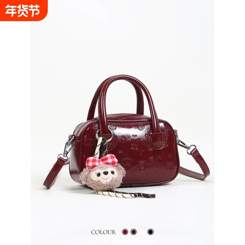 伊布古奇保龄球包包女2025轻奢小众高级感斜挎包小包手提红色白色