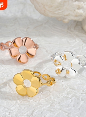 s925纯银大花戒指时髦夸张花朵指环新款百搭开口可调节