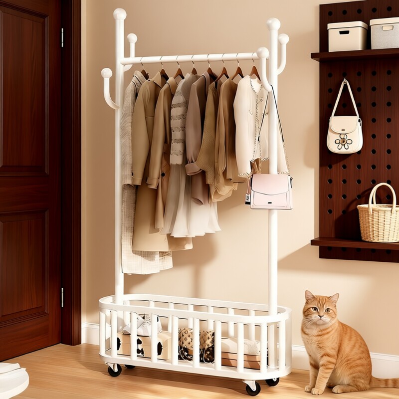 衣帽架卧室落地挂衣架多功能轻奢家用客厅可移动收纳架子阳台衣物