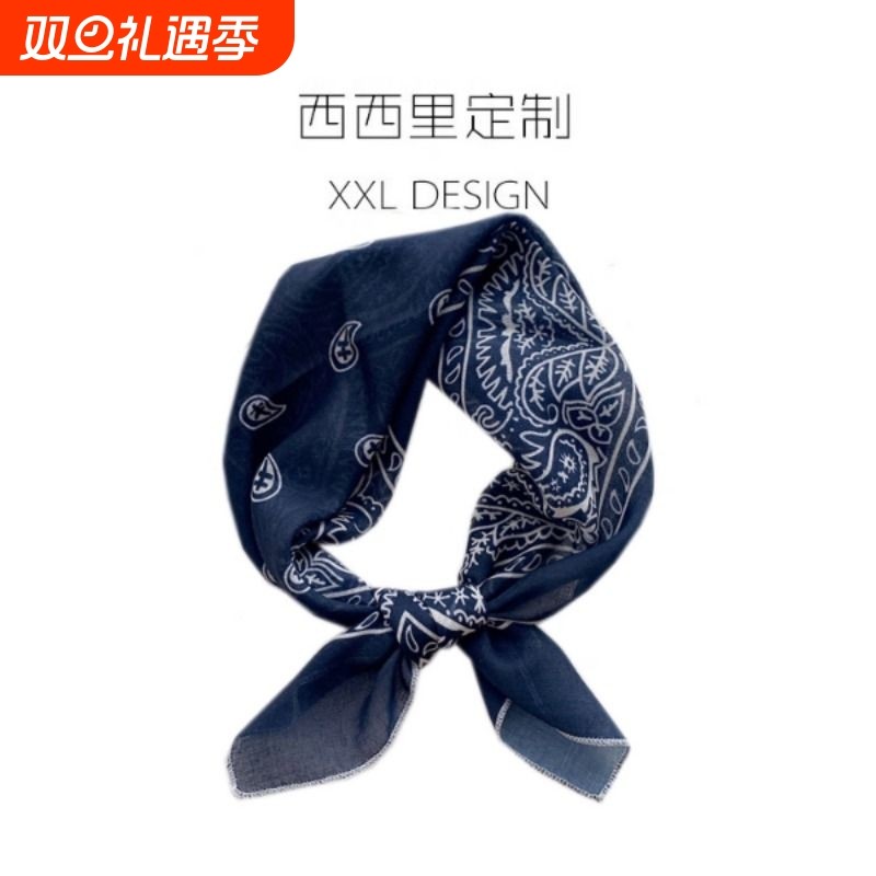 丝巾小方巾女复古棉麻护颈领巾搭配衬衫ins头巾发带波点菱形