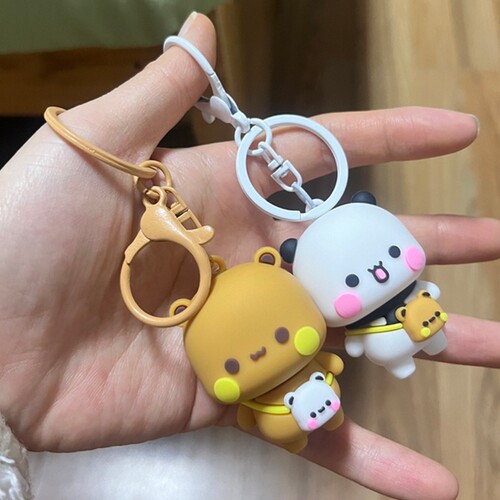 熊猫一二布布钥匙扣挂件新款书包情侣一对可爱周边桌面高颜值摆件