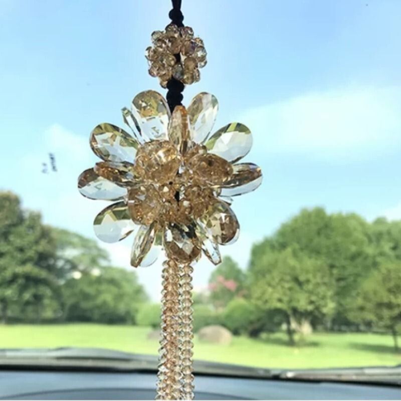 创意汽车内饰装饰挂件太阳花流苏工艺品车载挂件水晶吊坠挂件