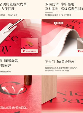 奈司奶油风爱心入户门皮革地垫桃心防滑免洗脚垫大门口防水进门垫