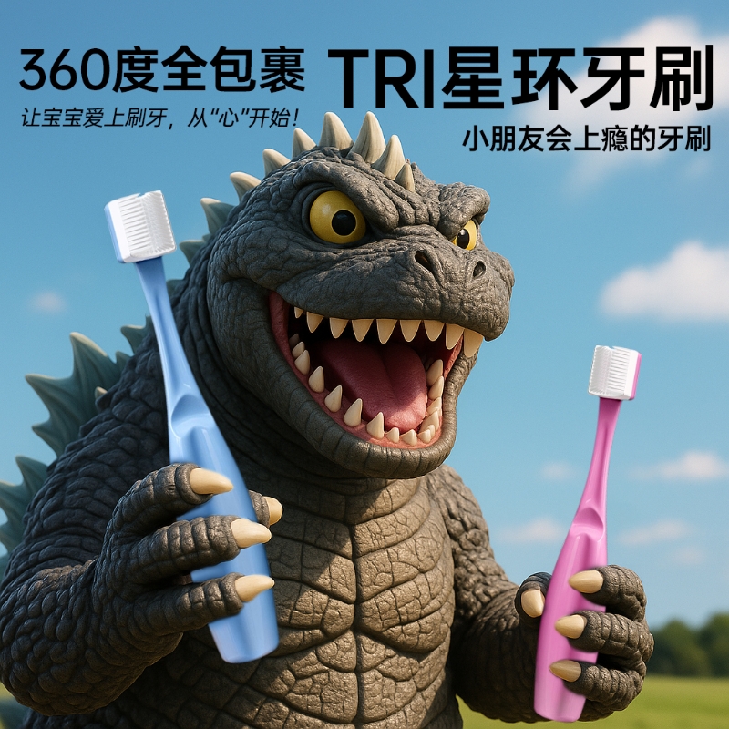 卡依洛护龈儿童软胶TRI星环牙刷