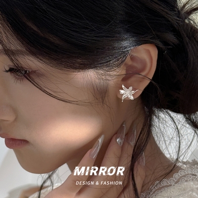 纯银鸢尾花小众耳钉女