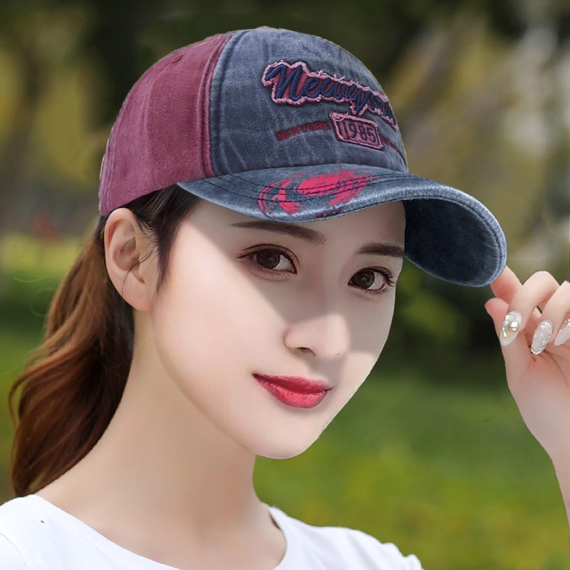 棒球帽女高档鸭舌帽防晒遮阳帽大脸显瘦帽红色刺绣灰色黑色蓝色