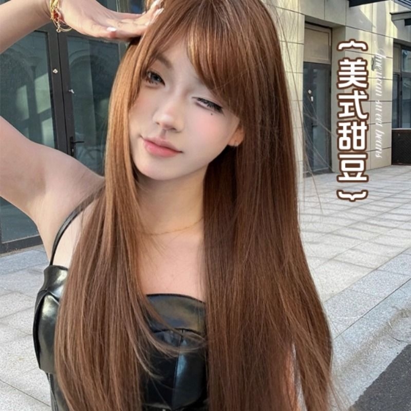 束朵假发女网红长发修饰减龄气质女团风氛围感全头套【美式甜豆】