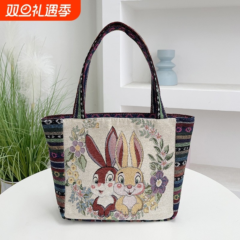 新款刺绣上班手提包学生帆布手提袋中国风包包女大学手拎包