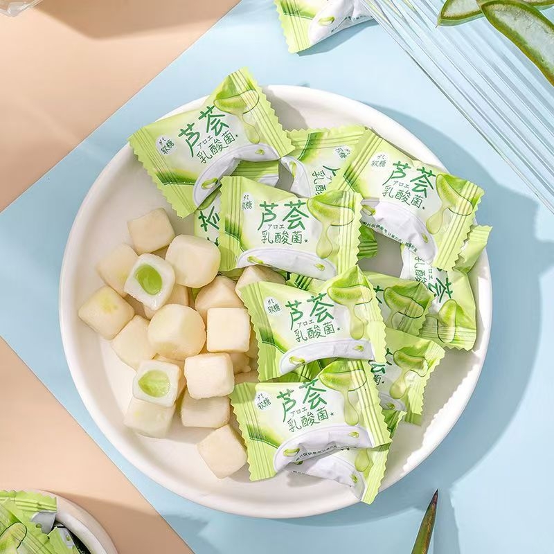 小青柠乳酸菌爆浆软糖芦荟网红零食0脂肪解馋健康小零食夹心休闲