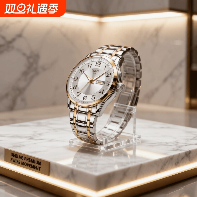 手表男款机械风全自动防水高级感全自动男表数字双日历防水腕表男