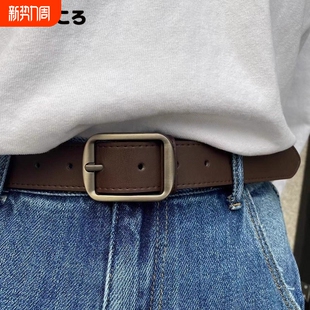 带 男学生裤 腰带皮带日本无印おびごこ高级感真皮女新款 百搭牛仔裤