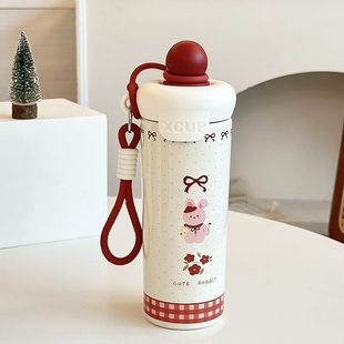 不锈钢保温杯女生高颜值可爱卡通水杯便携杯子600ml
