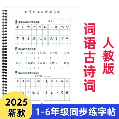 【皇橙辰】2025新款人教版统编版小学语文同步练字帖田字格脱格硬笔卷面提分练AB字帖一二三四五六年级上册