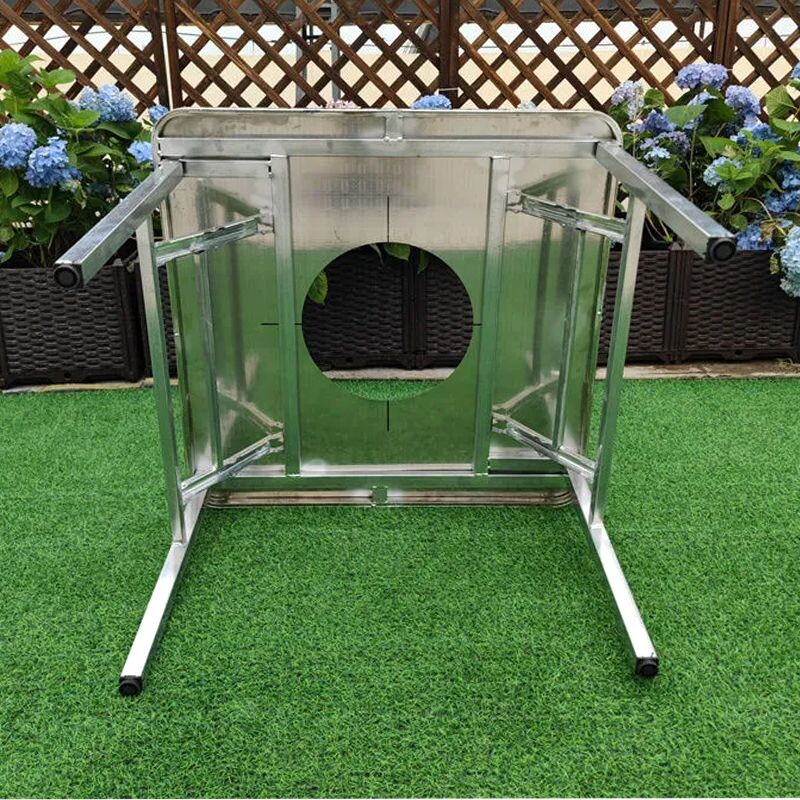 b特厚不锈钢折叠烧烤餐桌商用简约吃饭家用圆桌户外摆地摊长方桌