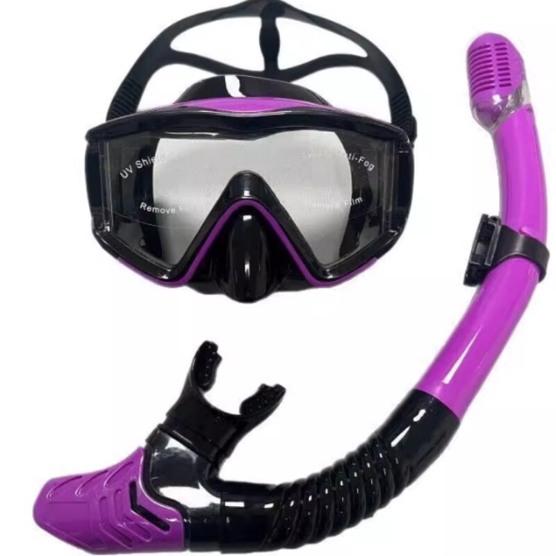 树脂防雾潜水面镜呼吸管套装 三面镜潜水眼镜 全干式硅胶成人面镜
